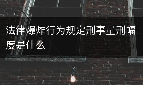 法律爆炸行为规定刑事量刑幅度是什么