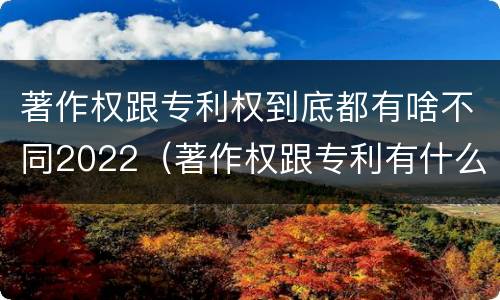 著作权跟专利权到底都有啥不同2022（著作权跟专利有什么区别）