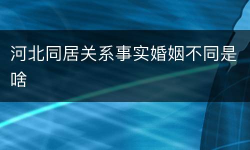 河北同居关系事实婚姻不同是啥