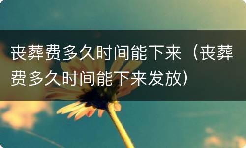 丧葬费多久时间能下来（丧葬费多久时间能下来发放）