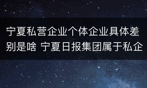 宁夏私营企业个体企业具体差别是啥 宁夏日报集团属于私企?