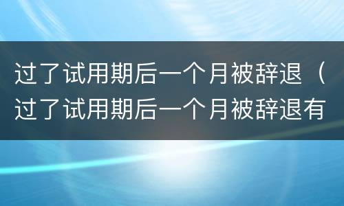 过了试用期后一个月被辞退（过了试用期后一个月被辞退有补偿吗）