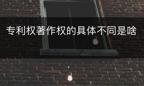 专利权著作权的具体不同是啥