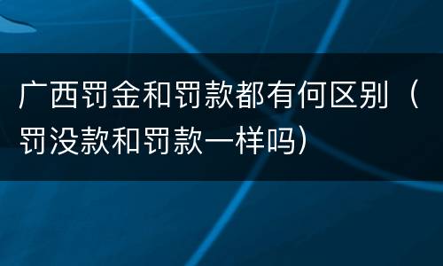 广西罚金和罚款都有何区别（罚没款和罚款一样吗）