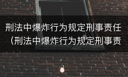 刑法中爆炸行为规定刑事责任（刑法中爆炸行为规定刑事责任主体）