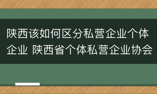 陕西该如何区分私营企业个体企业 陕西省个体私营企业协会