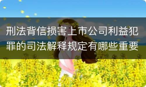 刑法背信损害上市公司利益犯罪的司法解释规定有哪些重要内容