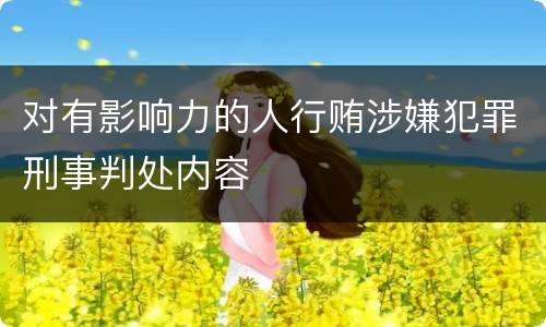 对有影响力的人行贿涉嫌犯罪刑事判处内容