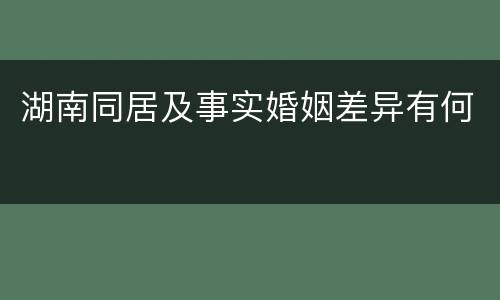 湖南同居及事实婚姻差异有何