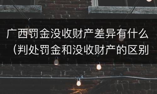 广西罚金没收财产差异有什么（判处罚金和没收财产的区别）