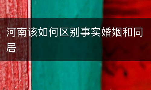 河南该如何区别事实婚姻和同居
