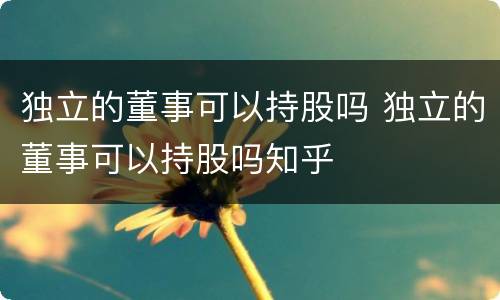 独立的董事可以持股吗 独立的董事可以持股吗知乎