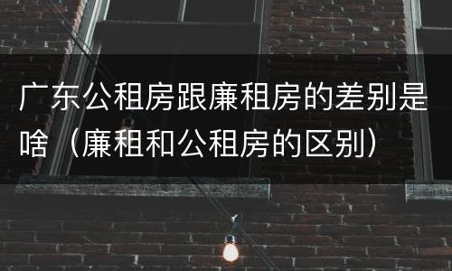 广东公租房跟廉租房的差别是啥（廉租和公租房的区别）