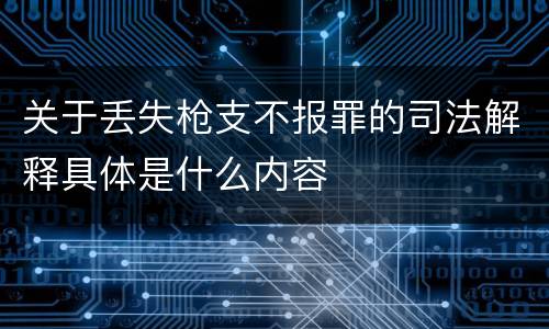 关于丢失枪支不报罪的司法解释具体是什么内容