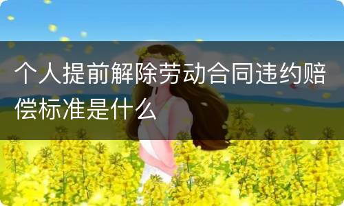 个人提前解除劳动合同违约赔偿标准是什么