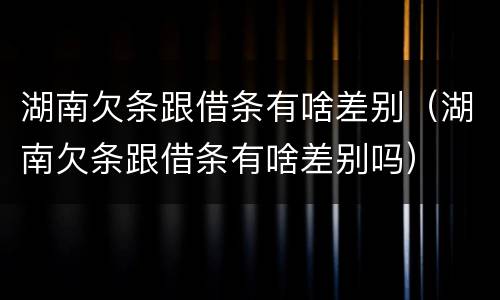 湖南欠条跟借条有啥差别（湖南欠条跟借条有啥差别吗）