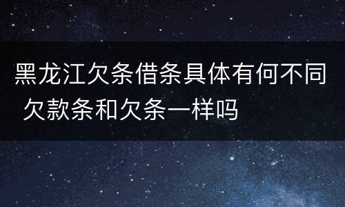 黑龙江欠条借条具体有何不同 欠款条和欠条一样吗