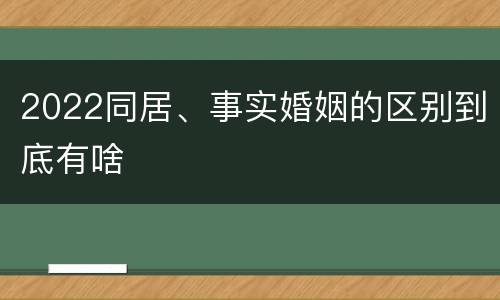 2022同居、事实婚姻的区别到底有啥