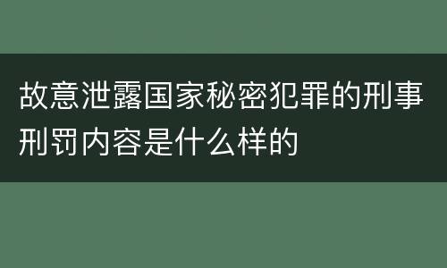 故意泄露国家秘密犯罪的刑事刑罚内容是什么样的