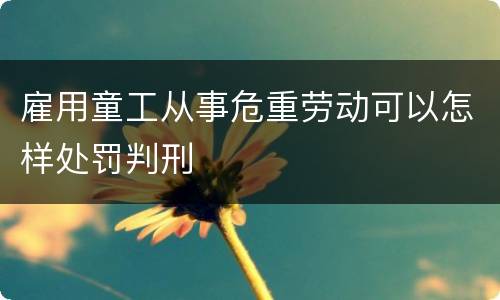 雇用童工从事危重劳动可以怎样处罚判刑