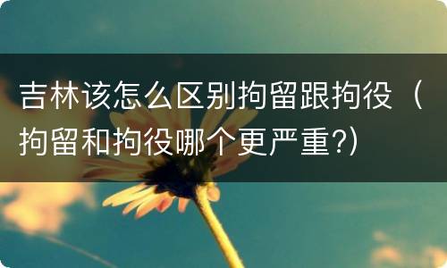 吉林该怎么区别拘留跟拘役（拘留和拘役哪个更严重?）
