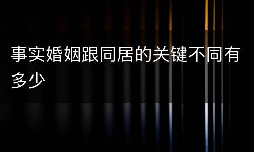 事实婚姻跟同居的关键不同有多少