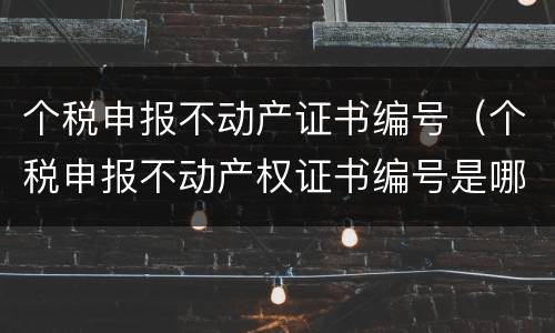 个税申报不动产证书编号（个税申报不动产权证书编号是哪个）