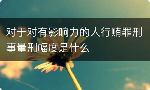 对于对有影响力的人行贿罪刑事量刑幅度是什么