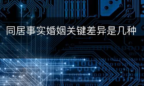 同居事实婚姻关键差异是几种