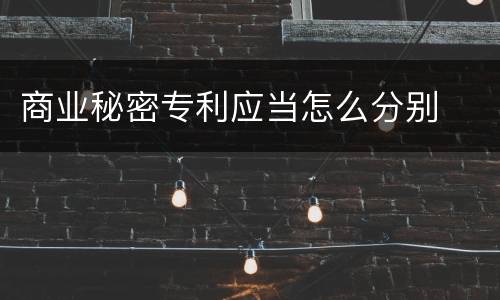 商业秘密专利应当怎么分别