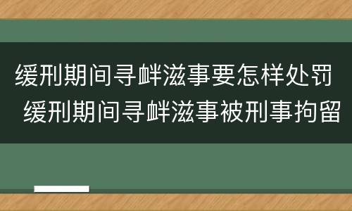 缓刑期间寻衅滋事要怎样处罚 缓刑期间寻衅滋事被刑事拘留会怎样