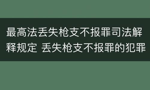 最高法丢失枪支不报罪司法解释规定 丢失枪支不报罪的犯罪主体