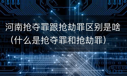 河南抢夺罪跟抢劫罪区别是啥（什么是抢夺罪和抢劫罪）