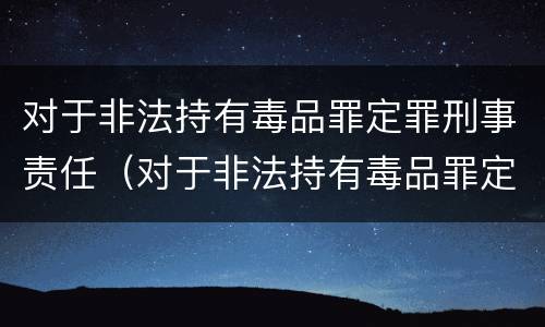 对于非法持有毒品罪定罪刑事责任（对于非法持有毒品罪定罪刑事责任追究）