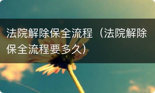 法院解除保全流程（法院解除保全流程要多久）