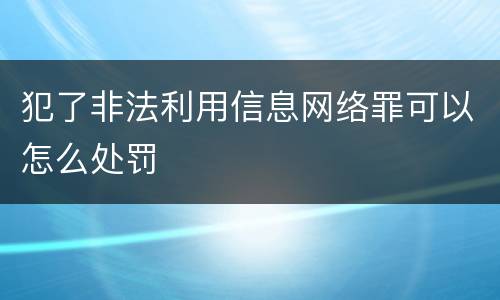 犯了非法利用信息网络罪可以怎么处罚