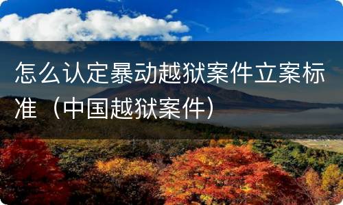 怎么认定暴动越狱案件立案标准（中国越狱案件）