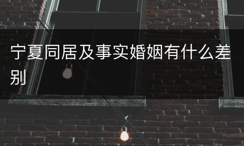 宁夏同居及事实婚姻有什么差别