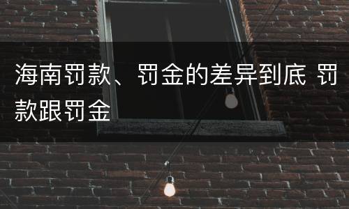海南罚款、罚金的差异到底 罚款跟罚金