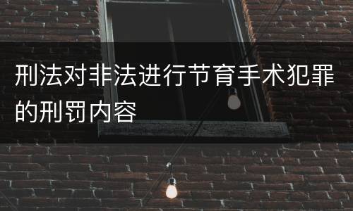 刑法对非法进行节育手术犯罪的刑罚内容