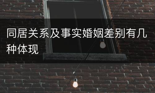 同居关系及事实婚姻差别有几种体现