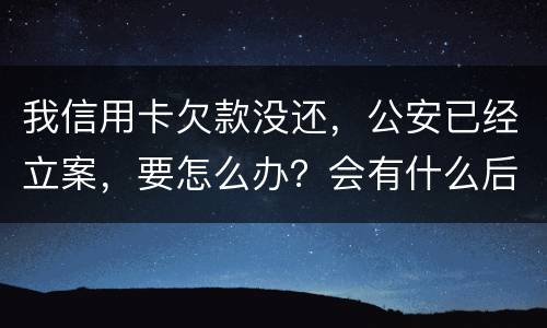 我信用卡欠款没还，公安已经立案，要怎么办？会有什么后果