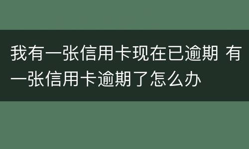 我有一张信用卡现在已逾期 有一张信用卡逾期了怎么办