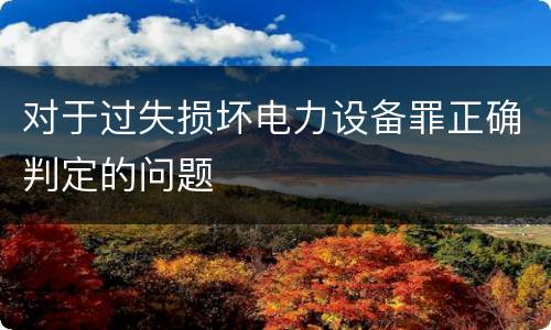 对于过失损坏电力设备罪正确判定的问题