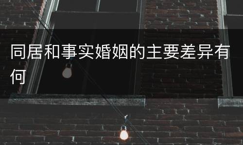 同居和事实婚姻的主要差异有何