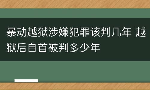 暴动越狱涉嫌犯罪该判几年 越狱后自首被判多少年