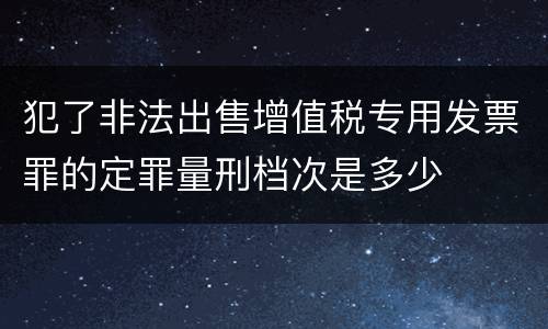 犯了非法出售增值税专用发票罪的定罪量刑档次是多少