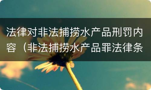 法律对非法捕捞水产品刑罚内容（非法捕捞水产品罪法律条款）