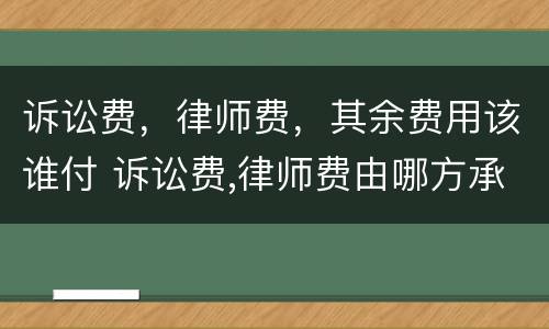 诉讼费，律师费，其余费用该谁付 诉讼费,律师费由哪方承担?