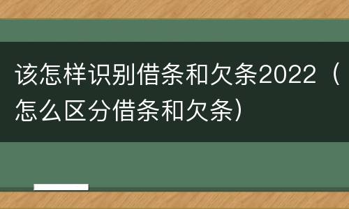 该怎样识别借条和欠条2022（怎么区分借条和欠条）